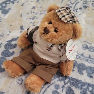 March of Dimes Bean Bags for Babies NWT Plush Teddy Bear in Brown Plaid Outfit